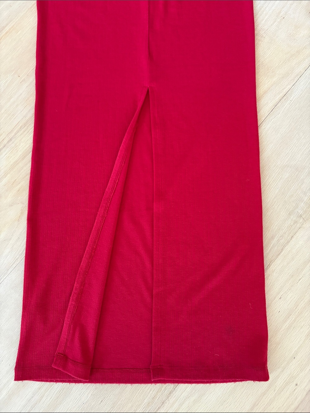 Anthropologie Sleeveless Pointelle Slip Maxi Dress in Deepened Red - Picture 7 of 7